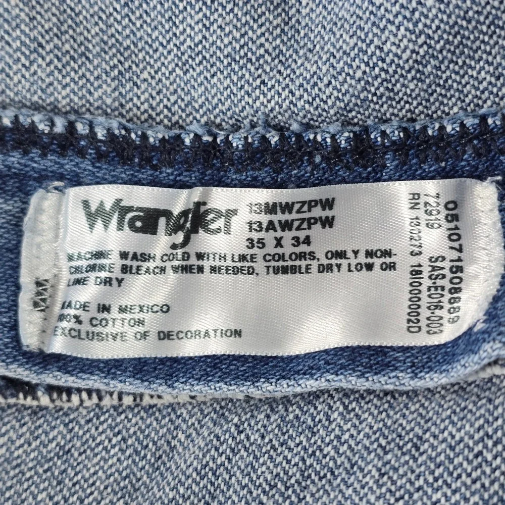 Wrangler 13MWZPW Cowboy Cut Original Fit Mens Jeans Blue 35x34 Straight Leg